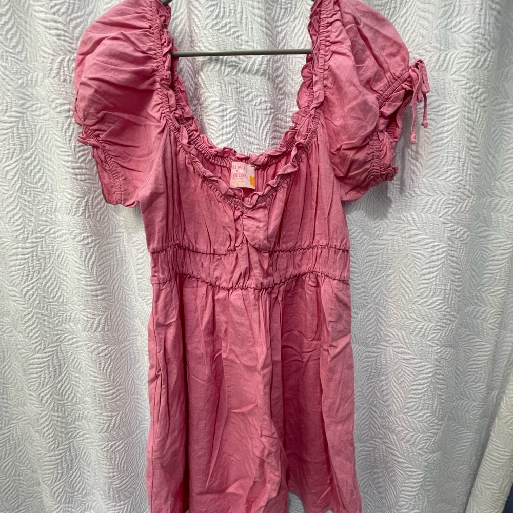 Mumu x Barbie pink linen mini dress